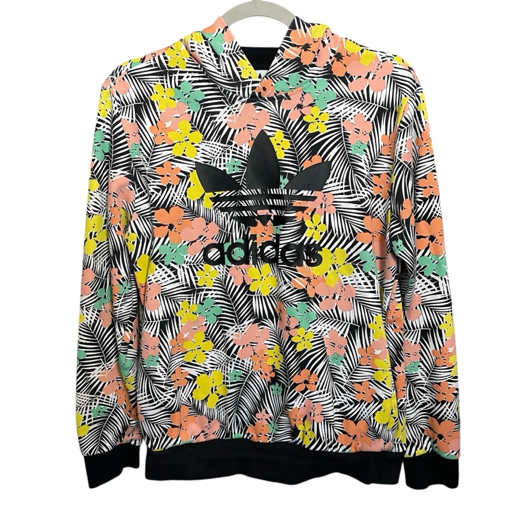 Adidas floral tropical print hoodie youth size XL